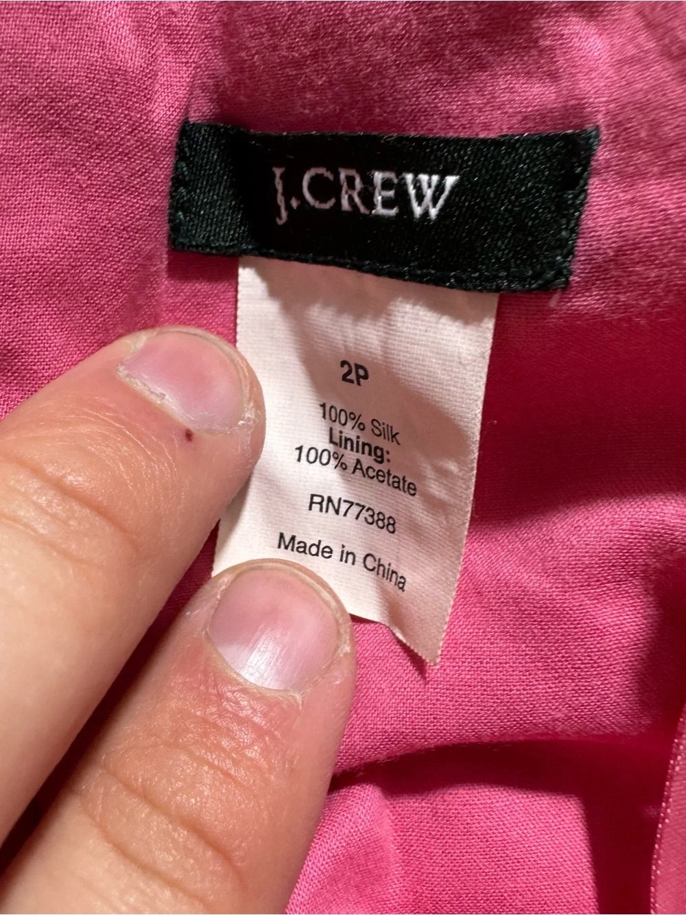 J Crew Dress‎ Womens 2P Petite Pink Mini Strapless Lined 100% Silk Back Zip